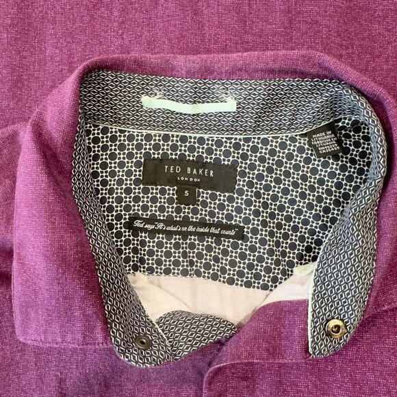 TED BAKER LONDON Mens SZ XL Purple Button Down Shirt 100% Cotton Business casual - Picture 2 of 12